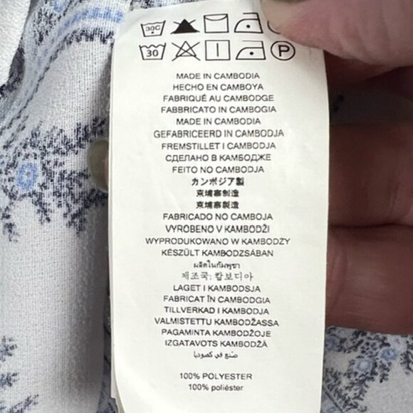 Michael Kors 3-Ring Flutter Top, Blue and White Florals, Size 3X - Picture 7 of 8